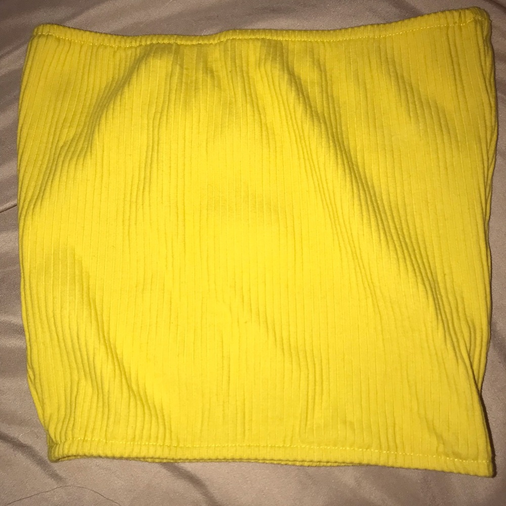 Mid crop top yellow bandeau top